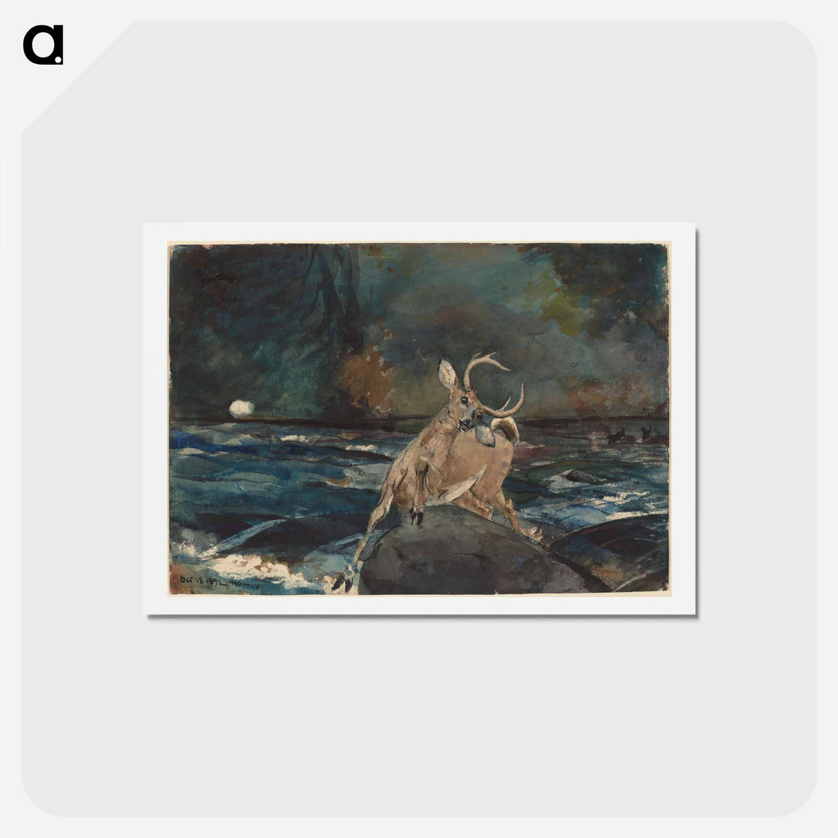 アートポストカード-A Good Shot, Adirondacks - ウィンスロー ホーマー Postcard.