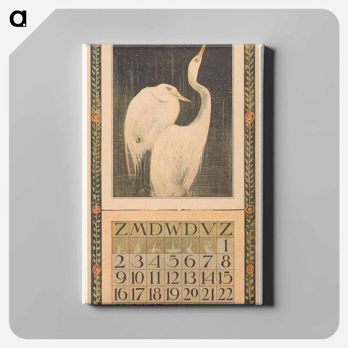 Kalenderblad april met zilverreigers - テオ ヴァン ホイテマ Canvas.