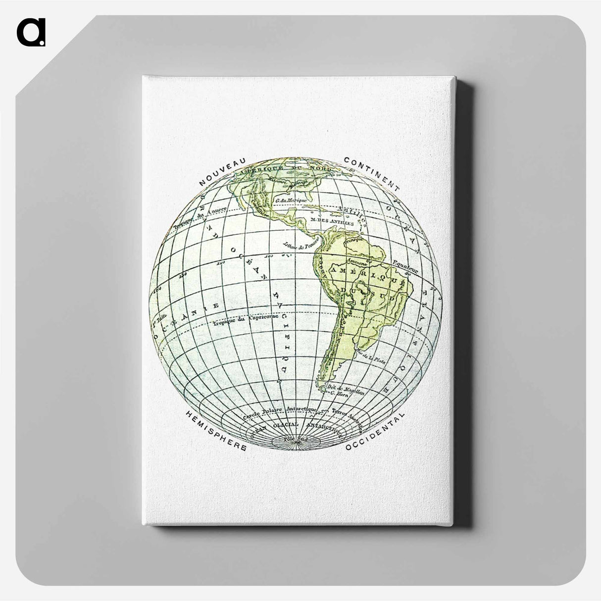 World atlas from The Practical Teaching of Geography - アンティーク地図 Canvas.