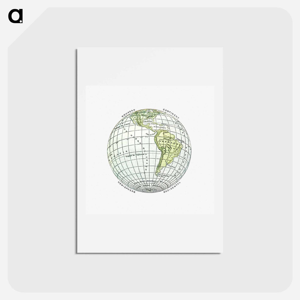 アートポストカード-World atlas from The Practical Teaching of Geography - アンティーク地図 Postcard.