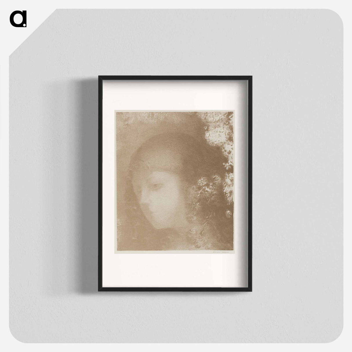 アートポスター-Child's Head With Flowers - オディロン ルドン Poster.