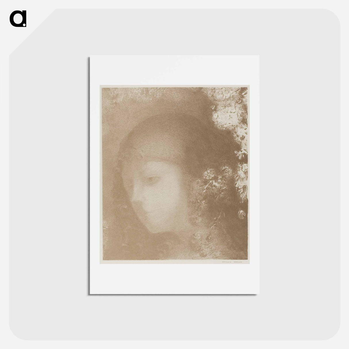 アートポストカード-Child's Head With Flowers - オディロン ルドン Postcard.