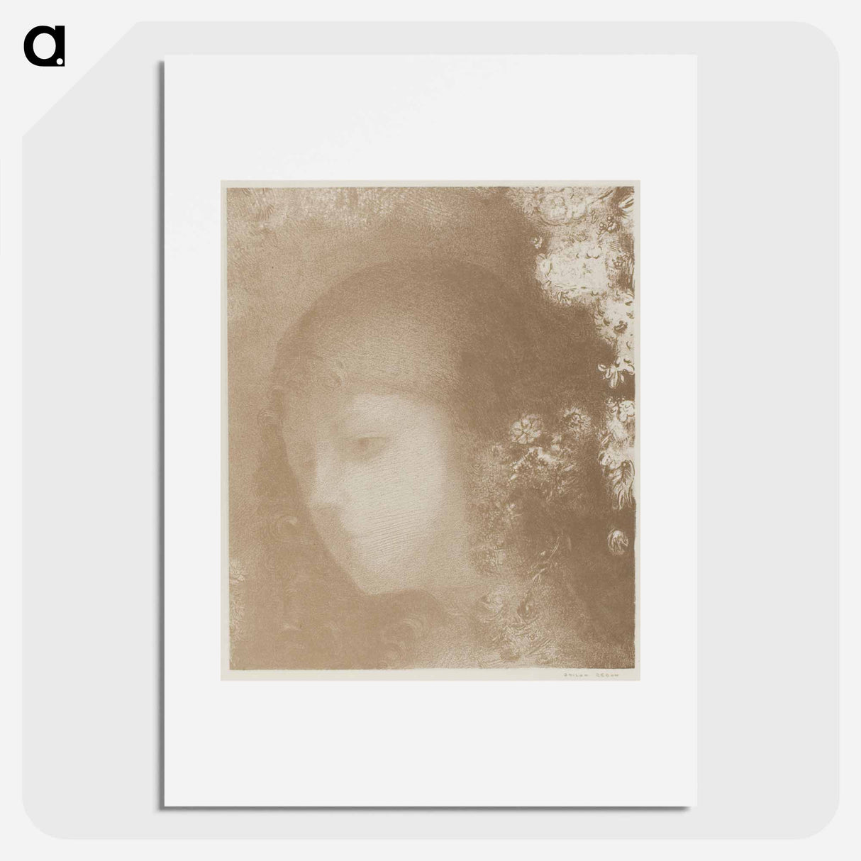 Child's Head With Flowers - オディロン ルドン Poster.