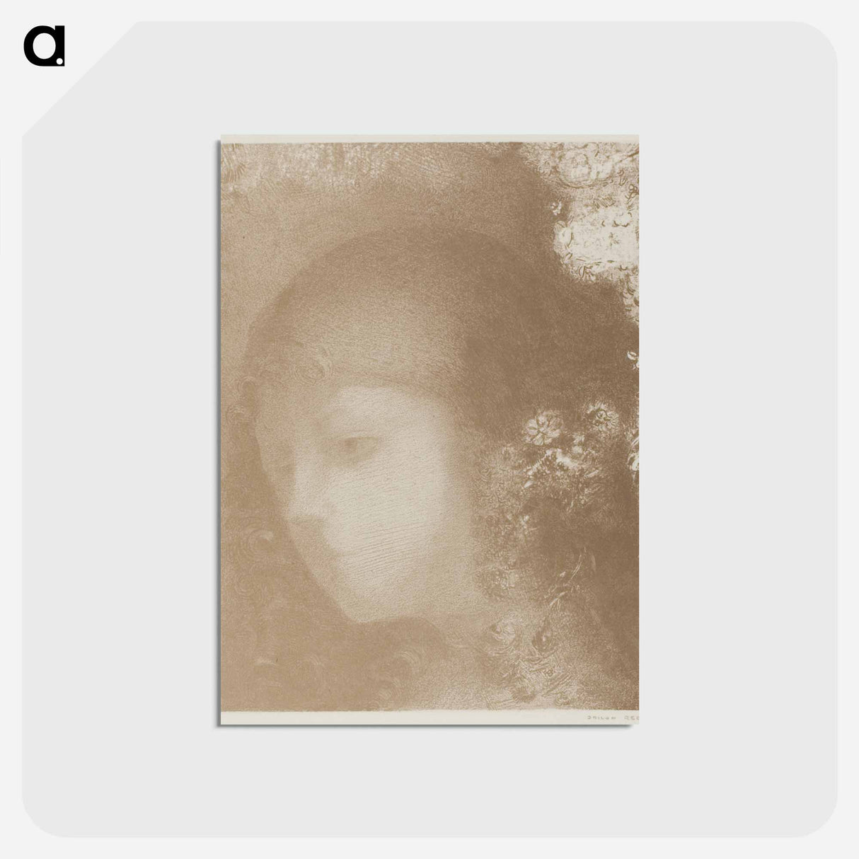 アートポストカード-Child's Head With Flowers - オディロン ルドン Postcard.