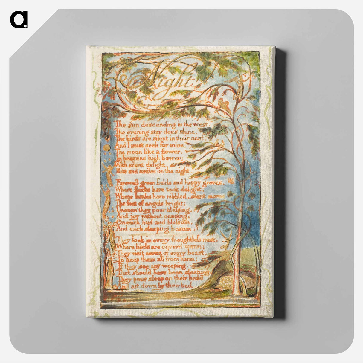 アートパネル-Songs of Innocence and of Experience: Night - ウィリアム ブレイク Canvas.