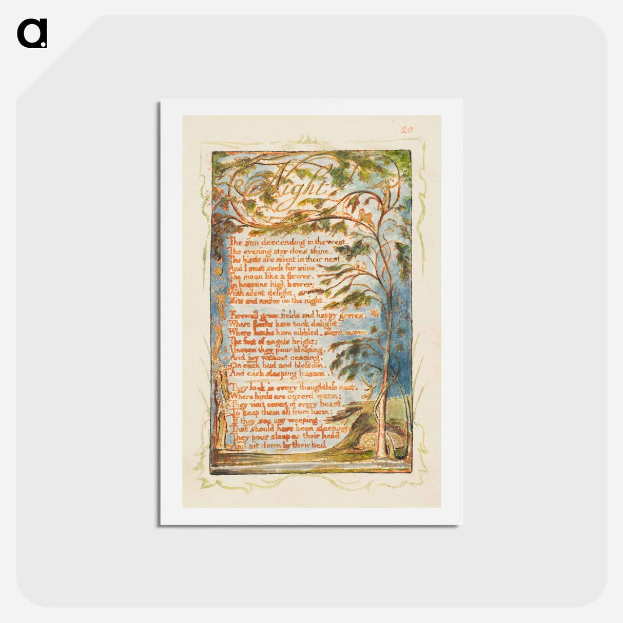 アートポストカード-Songs of Innocence and of Experience: Night - ウィリアム ブレイク Postcard.
