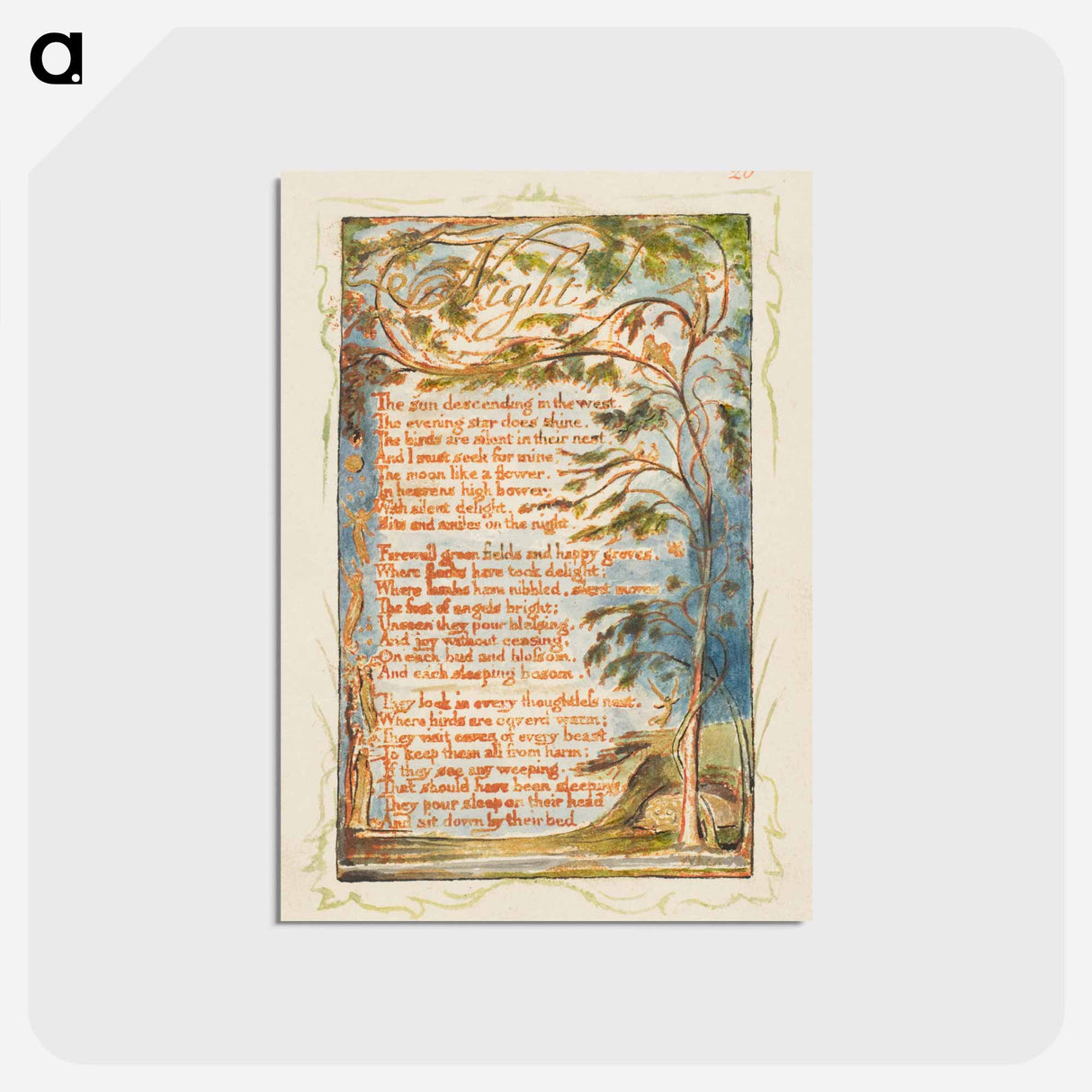 アートポストカード-Songs of Innocence and of Experience: Night - ウィリアム ブレイク Postcard.
