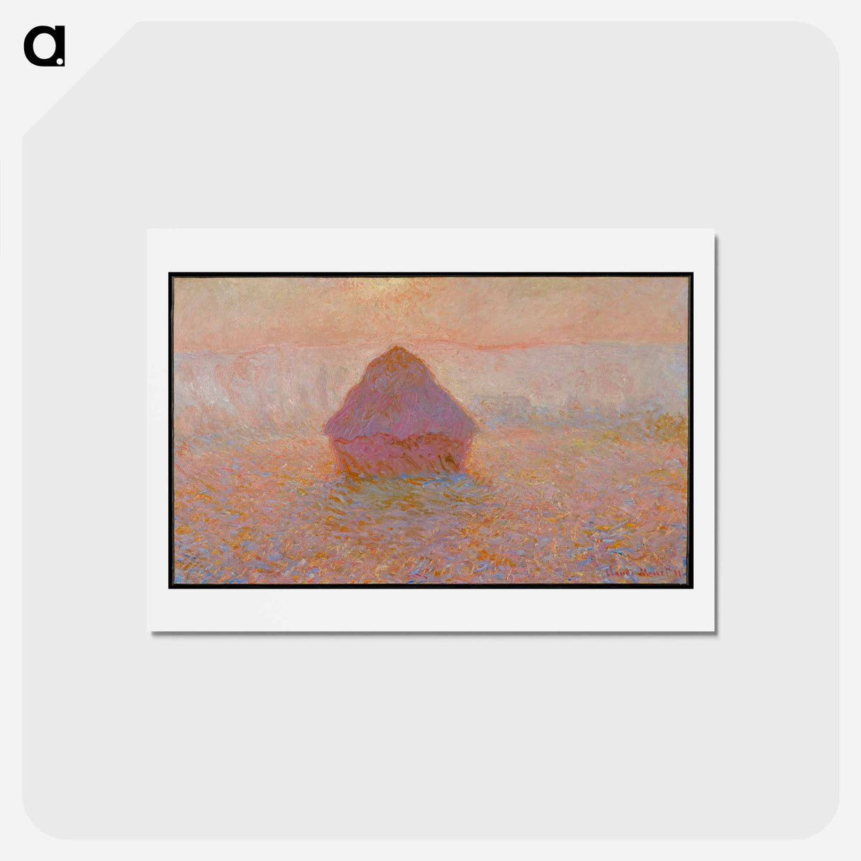 アートポストカード-Grainstack, Sun in the Mist - クロード モネ Postcard.