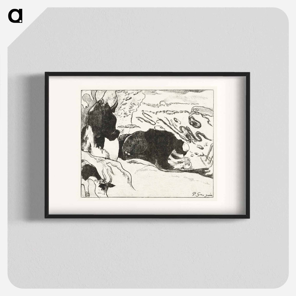 Two Washing Women Wash Clothes by Water - Paul Gauguin Poster.