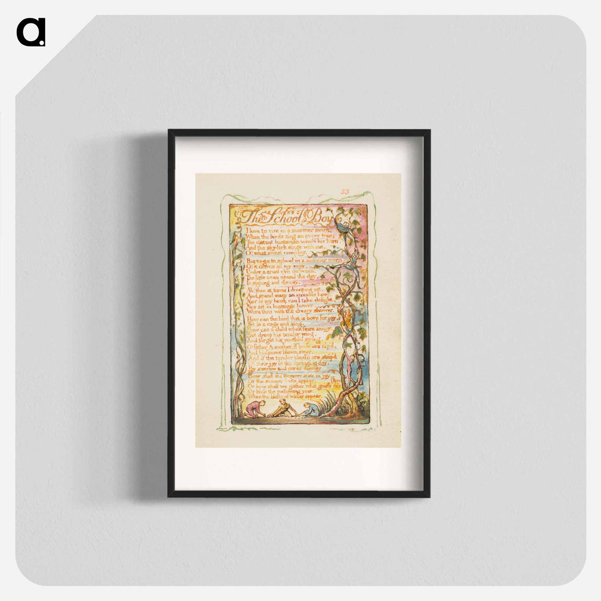 Songs of Innocence and of Experience: The School Boy - William Blake Poster.