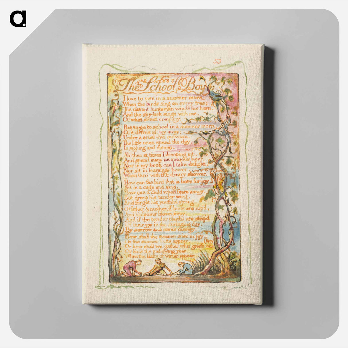 Songs of Innocence and of Experience: The School Boy - William Blake Canvas.