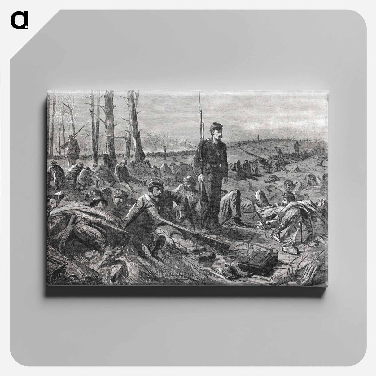 アートパネル-Army of the Potomac–Sleeping on Their Arms - ウィンスロー ホーマー Canvas.
