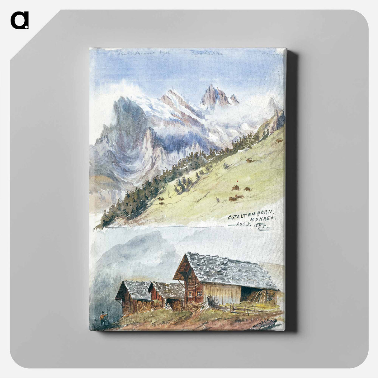 Gspaltenhorn, Mürren from Splendid Mountain Watercolours Sketchbook by John Singer Sargent - John Singer Sargent Canvas.