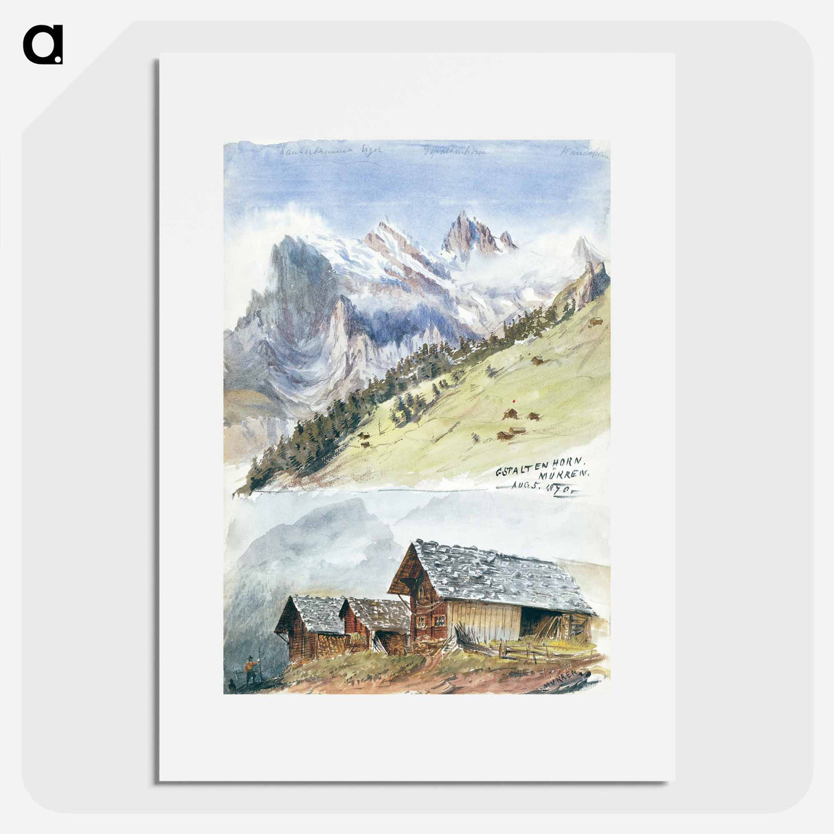 Gspaltenhorn, Mürren from Splendid Mountain Watercolours Sketchbook by John Singer Sargent - John Singer Sargent Poster.
