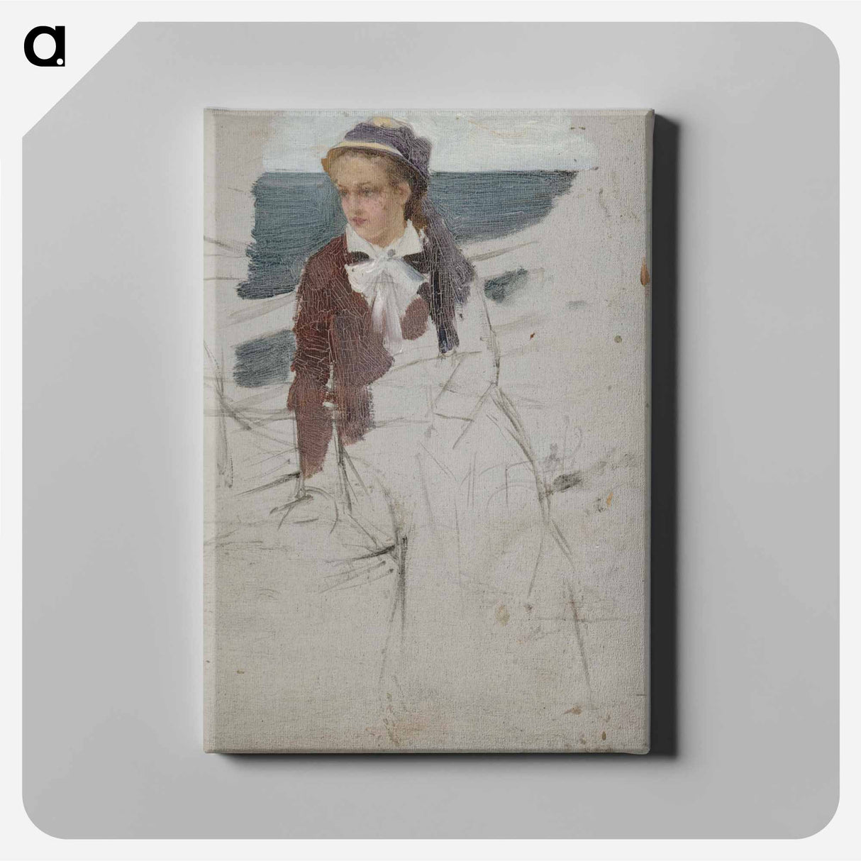 Laivan kaiteen ääressä istuva nainen - アルバート エーデルフェルト Canvas.