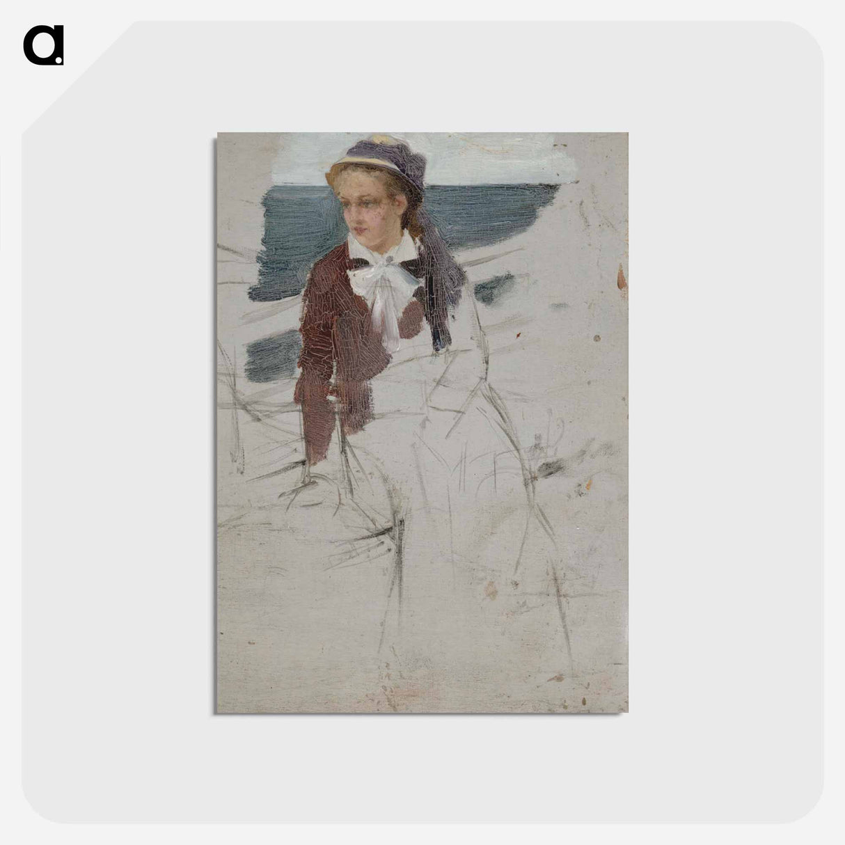 Laivan kaiteen ääressä istuva nainen - アルバート エーデルフェルト Postcard.