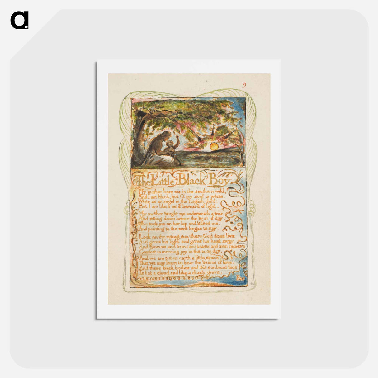 アートポストカード-Songs of Innocence and of Experience: The Little Black Boy - ウィリアム ブレイク Postcard.