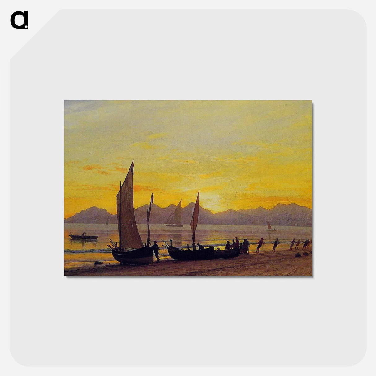 アートポストカード-Boats Ashore at Sunset - アルバート ビアスタット Postcard.