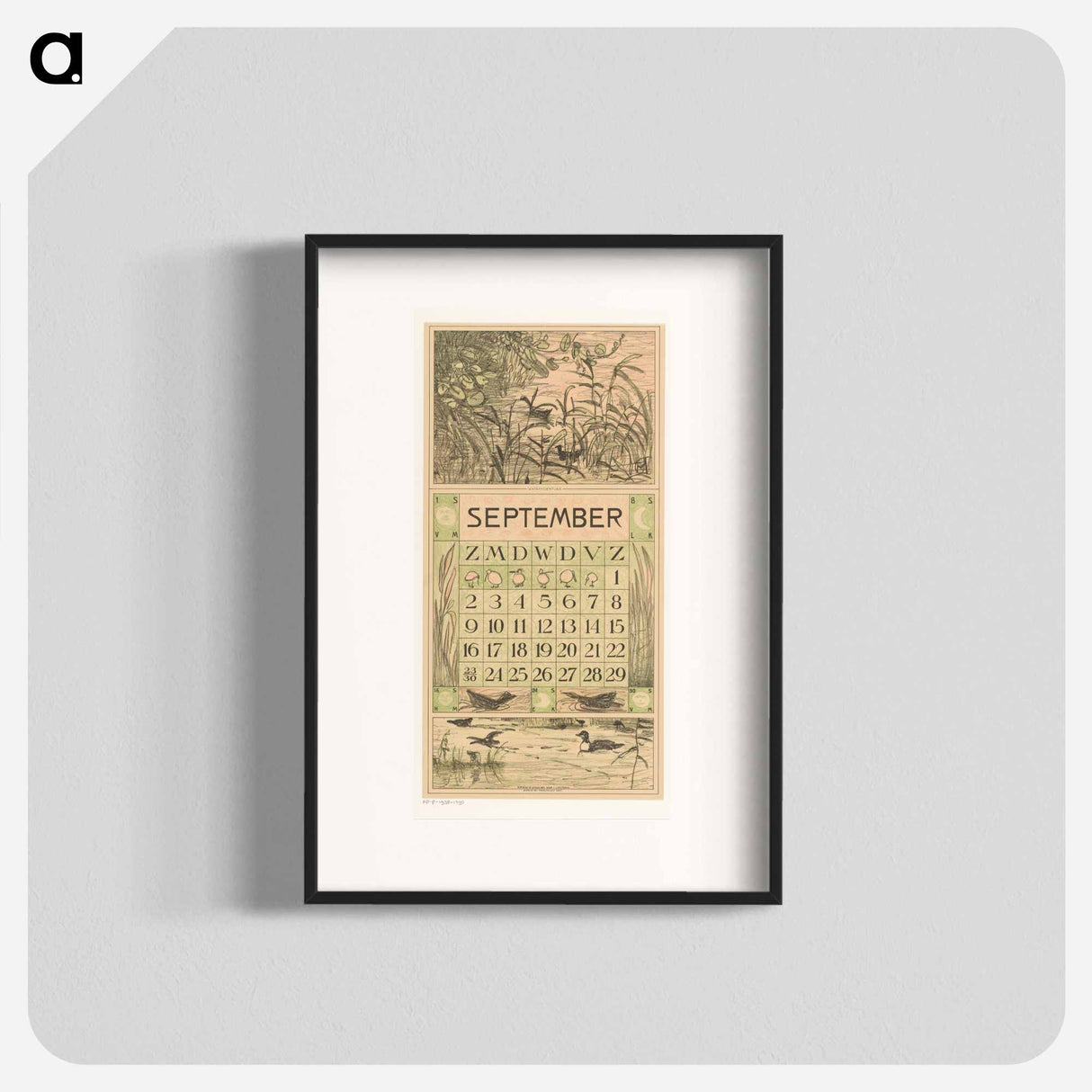 Calendar September meets the water vase in the garden - Theo van Hoytema Poster.