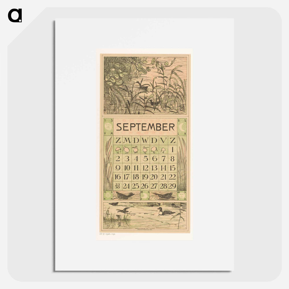 Calendar September meets the water vase in the garden - Theo van Hoytema Poster.