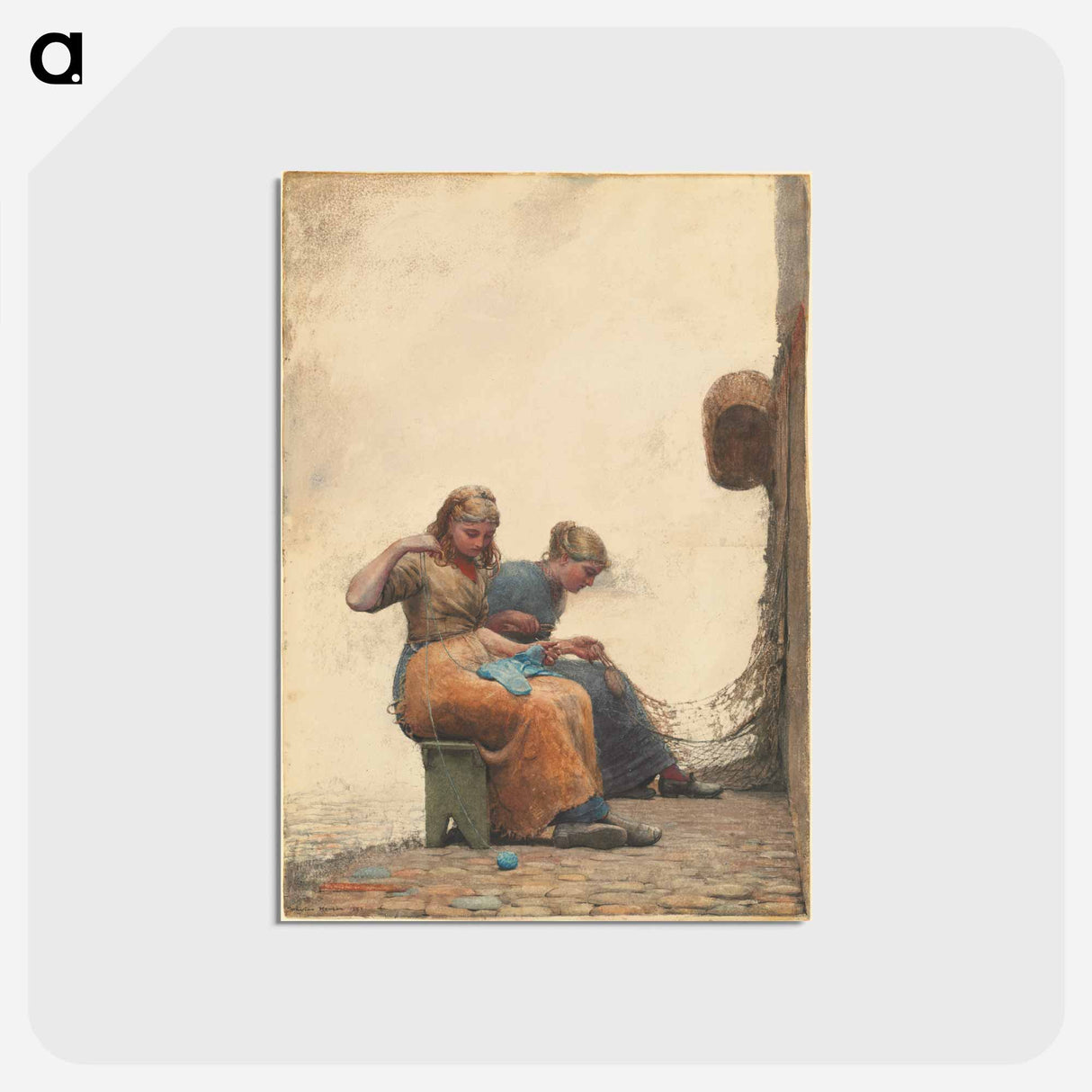 アートポストカード-Mending the Nets - ウィンスロー ホーマー Postcard.