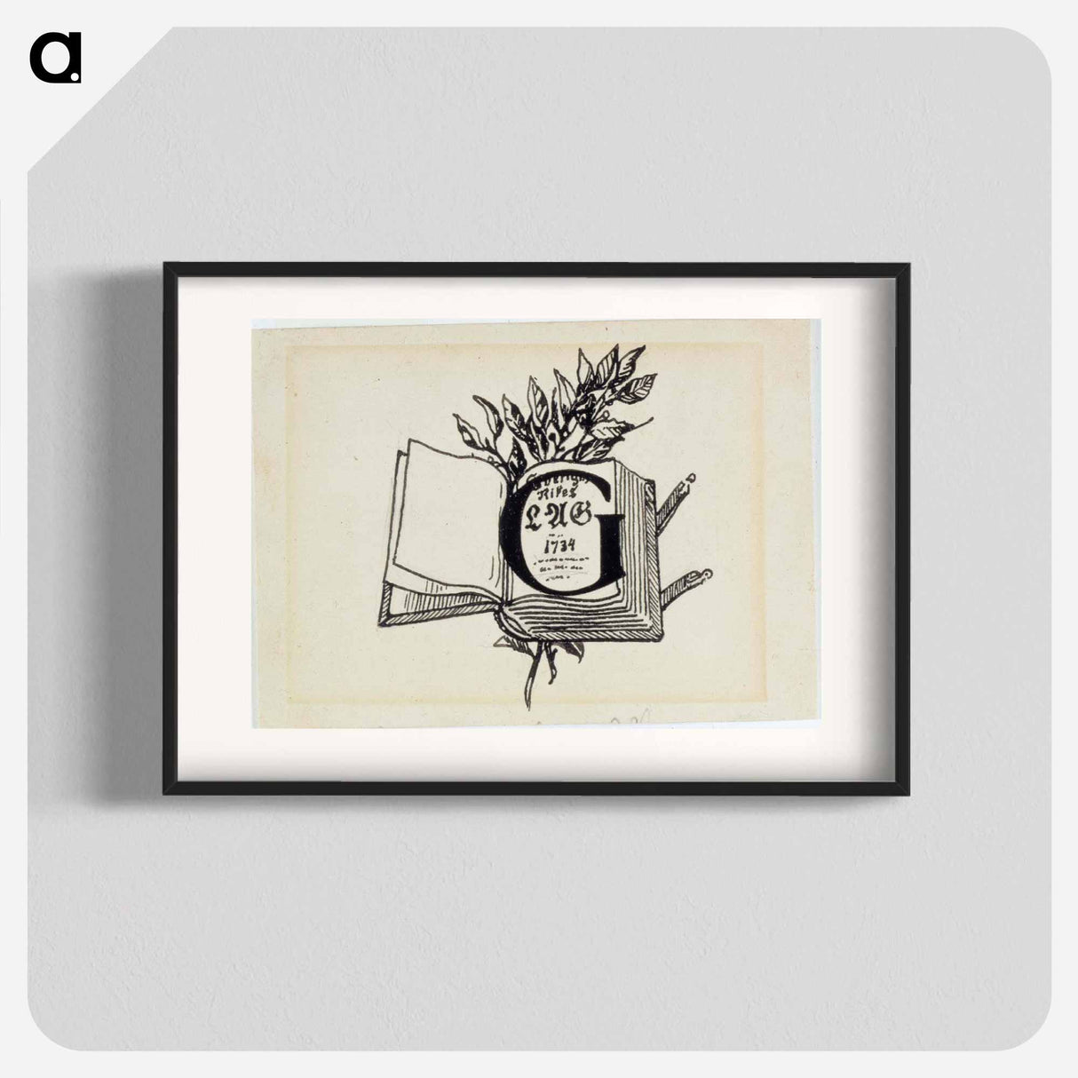 Maaherra-runon alkukirjain g, originaalipiirustus vänrikki stoolin tarinain kuvitukseen (ruots.painos) - アルバート エーデルフェルト Poster.