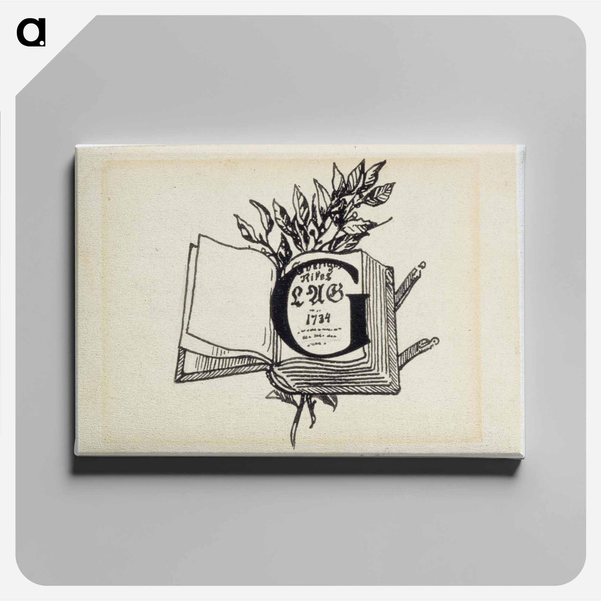 Maaherra-runon alkukirjain g, originaalipiirustus vänrikki stoolin tarinain kuvitukseen (ruots.painos) - アルバート エーデルフェルト Canvas.