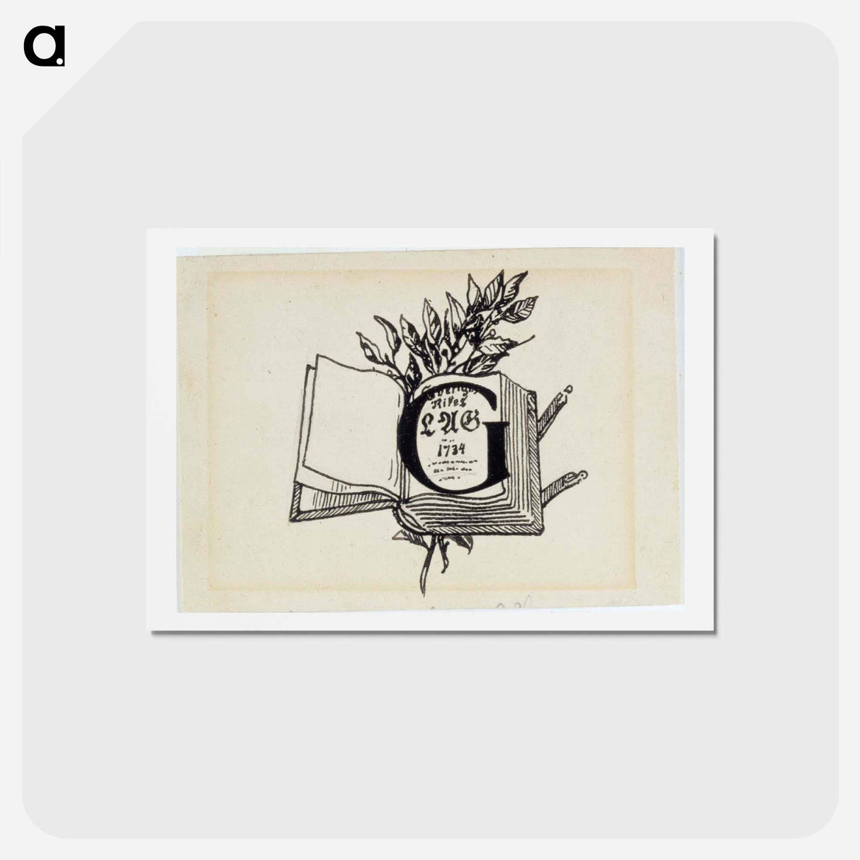 Maaherra-runon alkukirjain g, originaalipiirustus vänrikki stoolin tarinain kuvitukseen (ruots.painos) - アルバート エーデルフェルト Postcard.