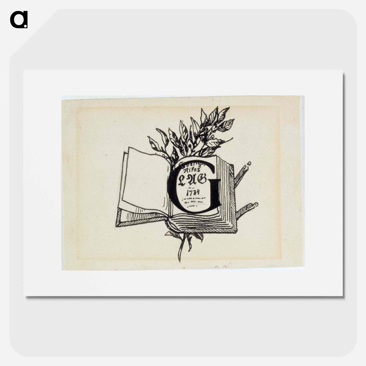 Maaherra-runon alkukirjain g, originaalipiirustus vänrikki stoolin tarinain kuvitukseen (ruots.painos) - アルバート エーデルフェルト Poster.