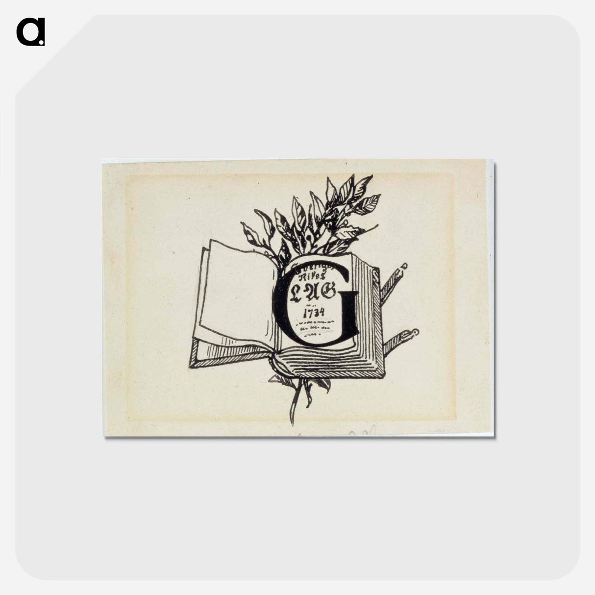 Maaherra-runon alkukirjain g, originaalipiirustus vänrikki stoolin tarinain kuvitukseen (ruots.painos) - アルバート エーデルフェルト Postcard.