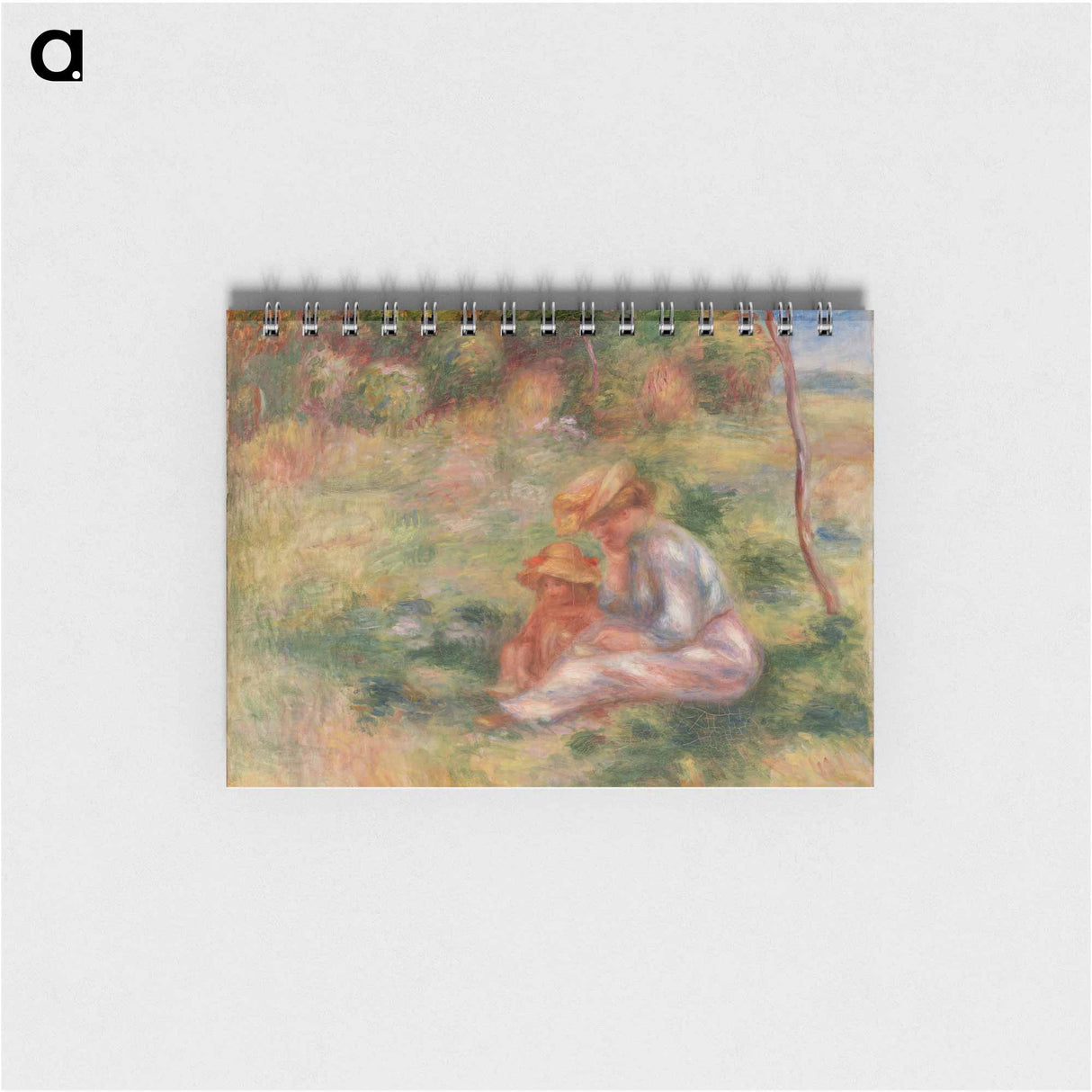 Woman and Child in the Grass - ピエール オーギュスト ルノワール Memo.