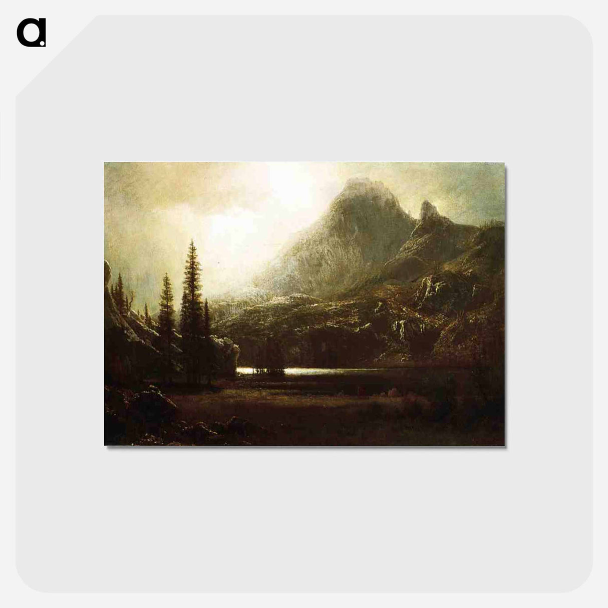 アートポストカード-By a Mountain Lake - アルバート ビアスタット Postcard.