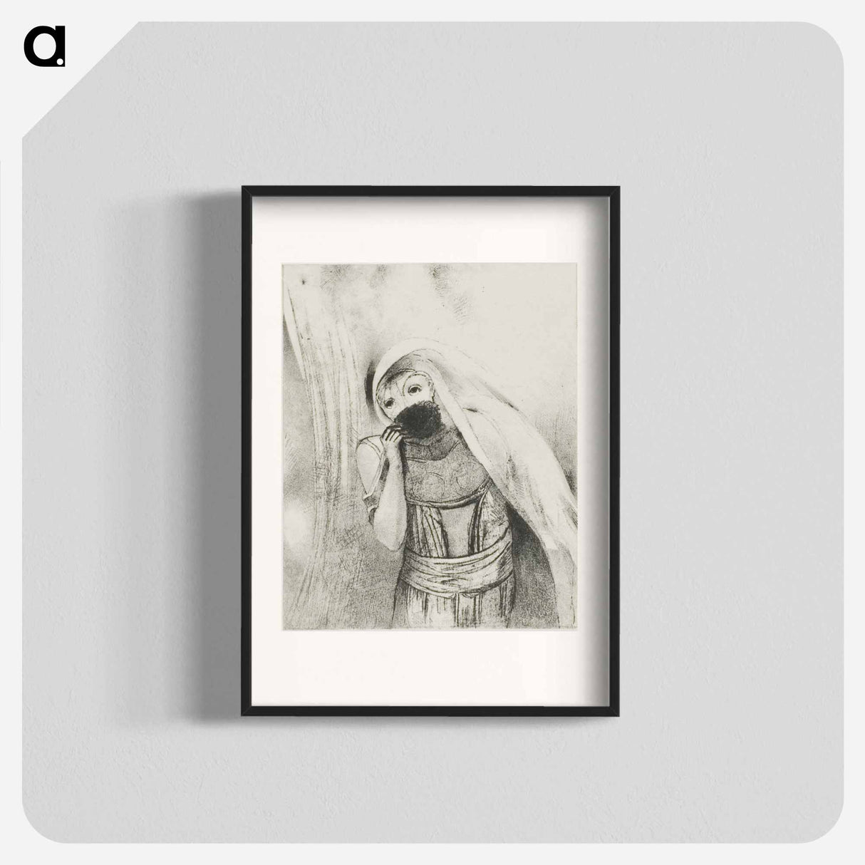 She Draws From Her Bosom a Sponge, Perfectly Black, and Covers it With Kisses - オディロン ルドン Poster.