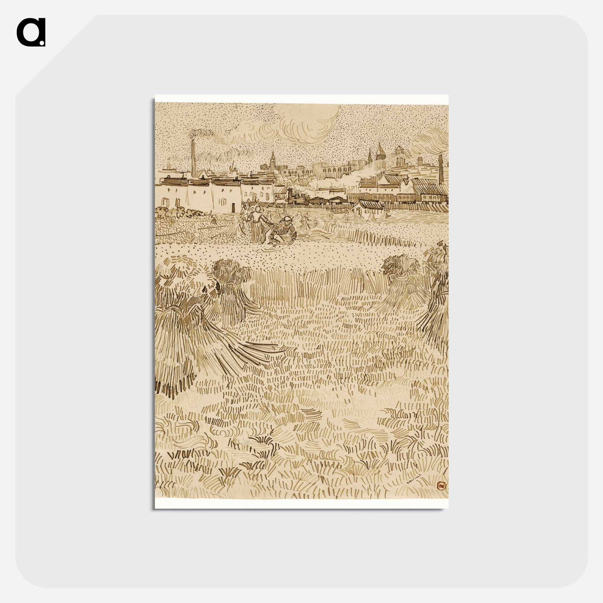 アートポストカード-Arles: View from the Wheatfields - フィンセント ファン ゴッホ Postcard.