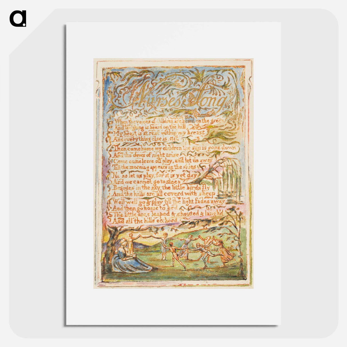アートポスター-Songs of Innocence and of Experience: Nurse's Song - ウィリアム ブレイク Poster.