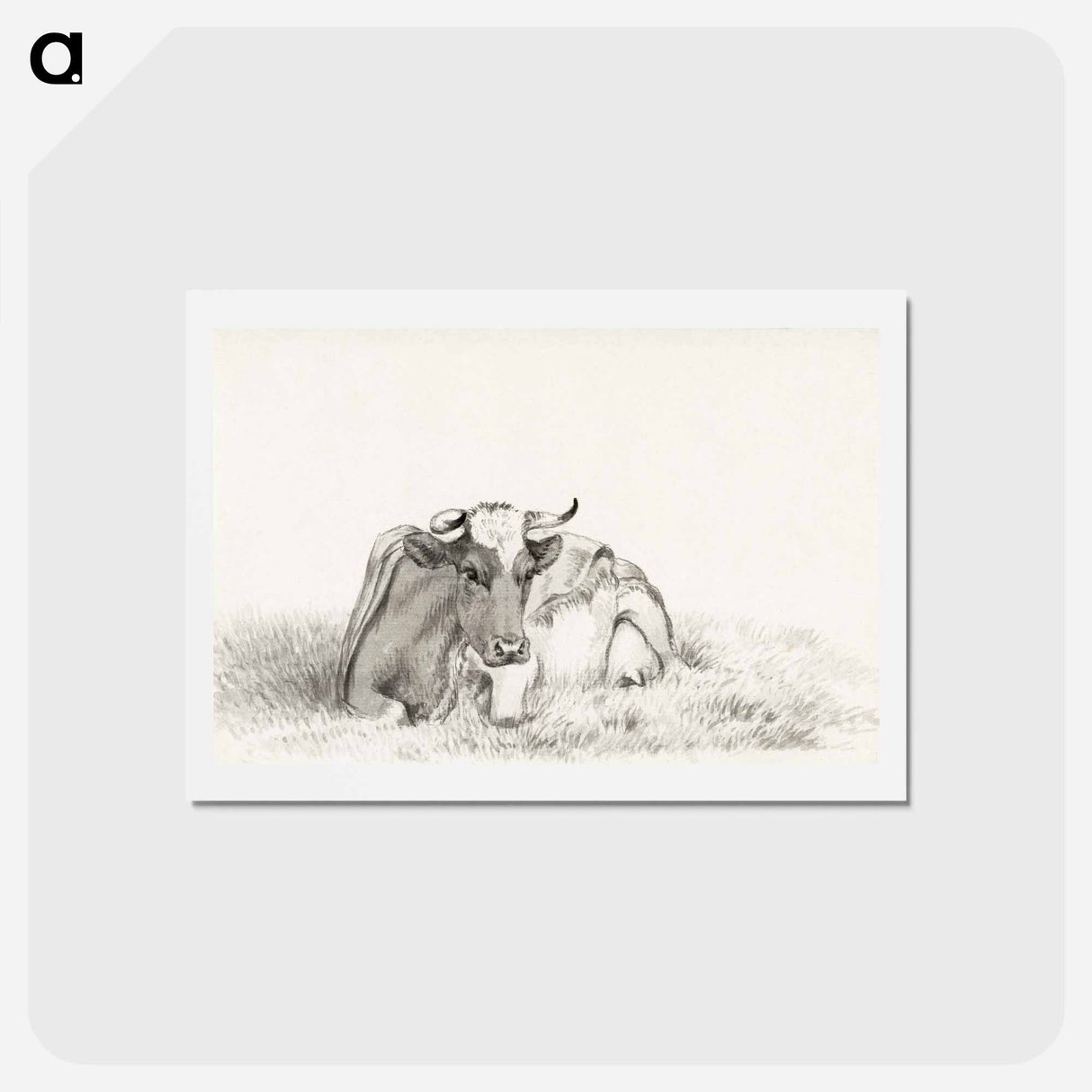 アートポストカード-Lying cow - ジャン ベルナール Postcard.