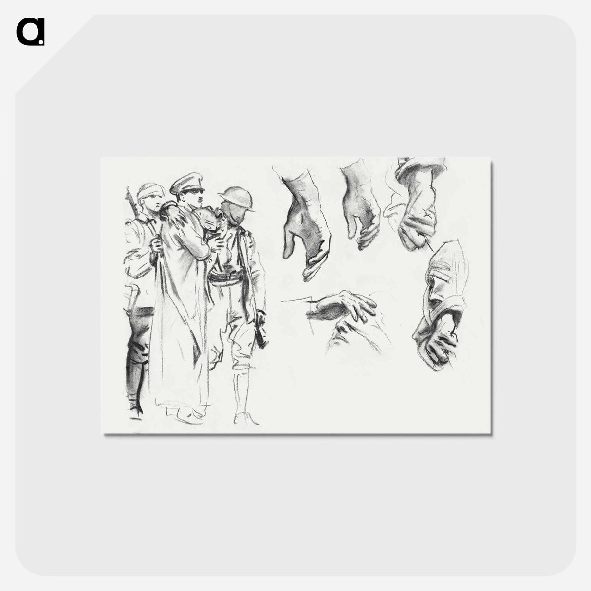 アートポストカード-Studies for "Gassed" by John Singer Sargent - ジョン シンガー サージェント Postcard.