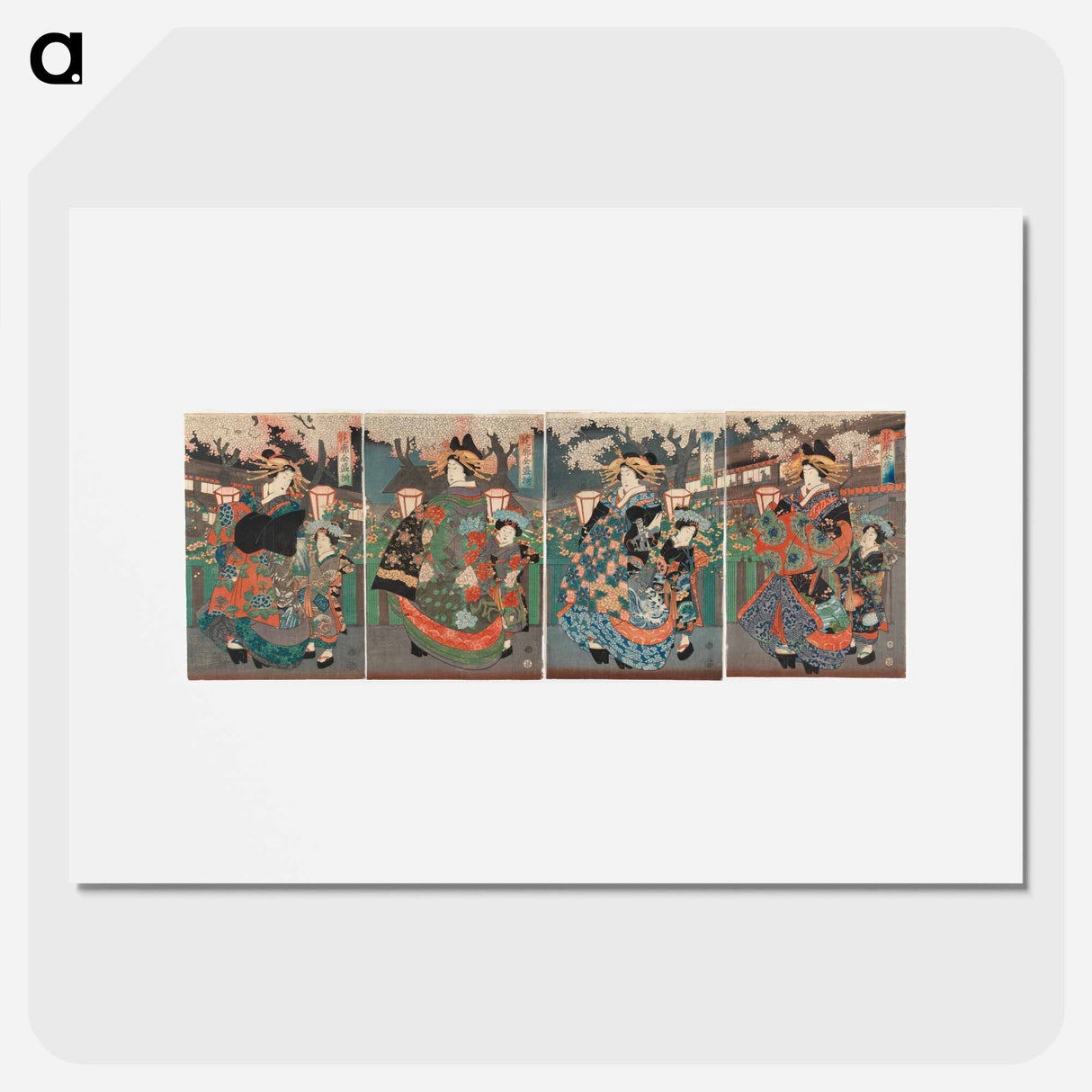 Neljä onnagata-näyttelijää kabuki-näytelmässä - 歌川 国芳 Poster.