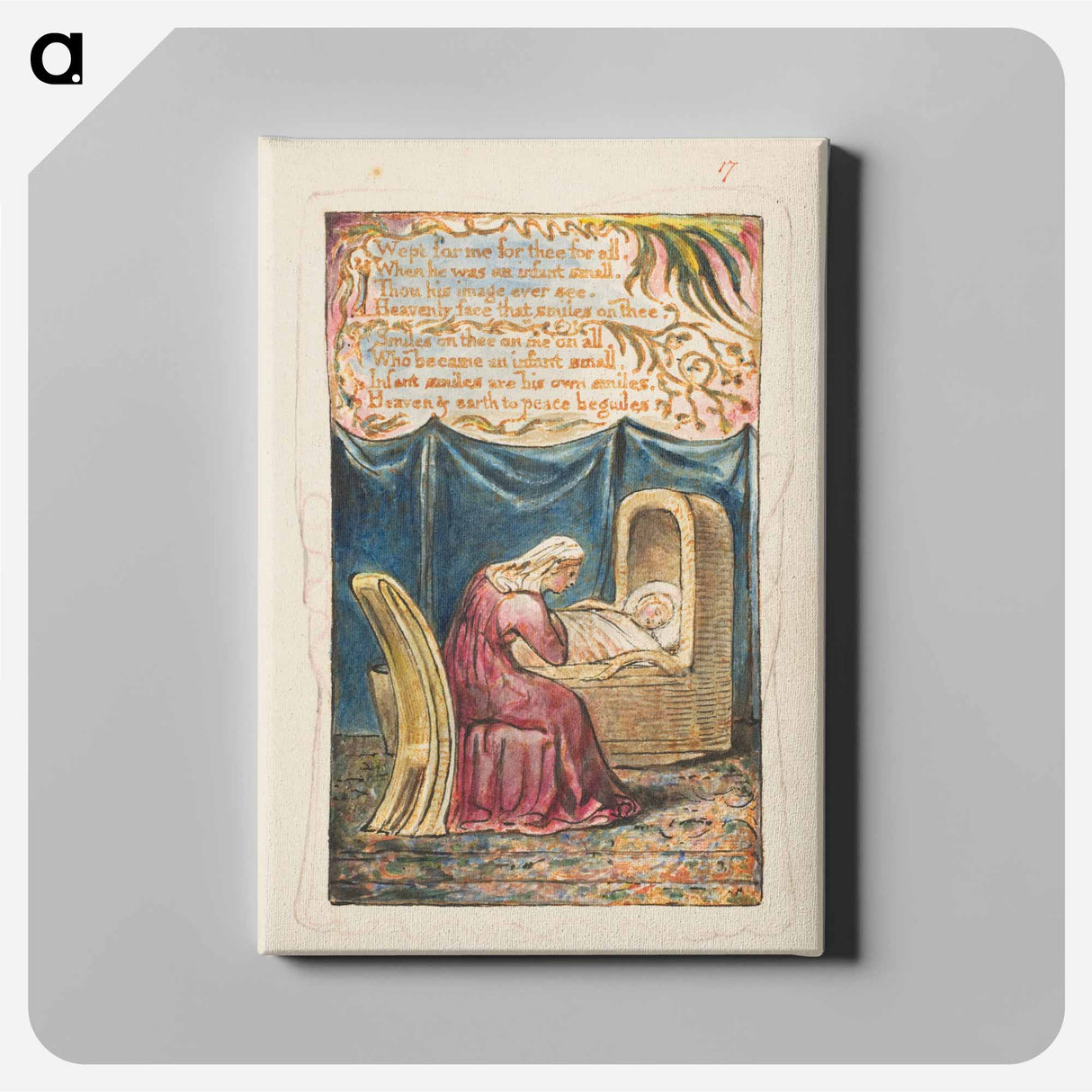 Songs of Innocence and of Experience: Cradle Song (second plate): Wept for me for thee for all - William Blake Canvas.