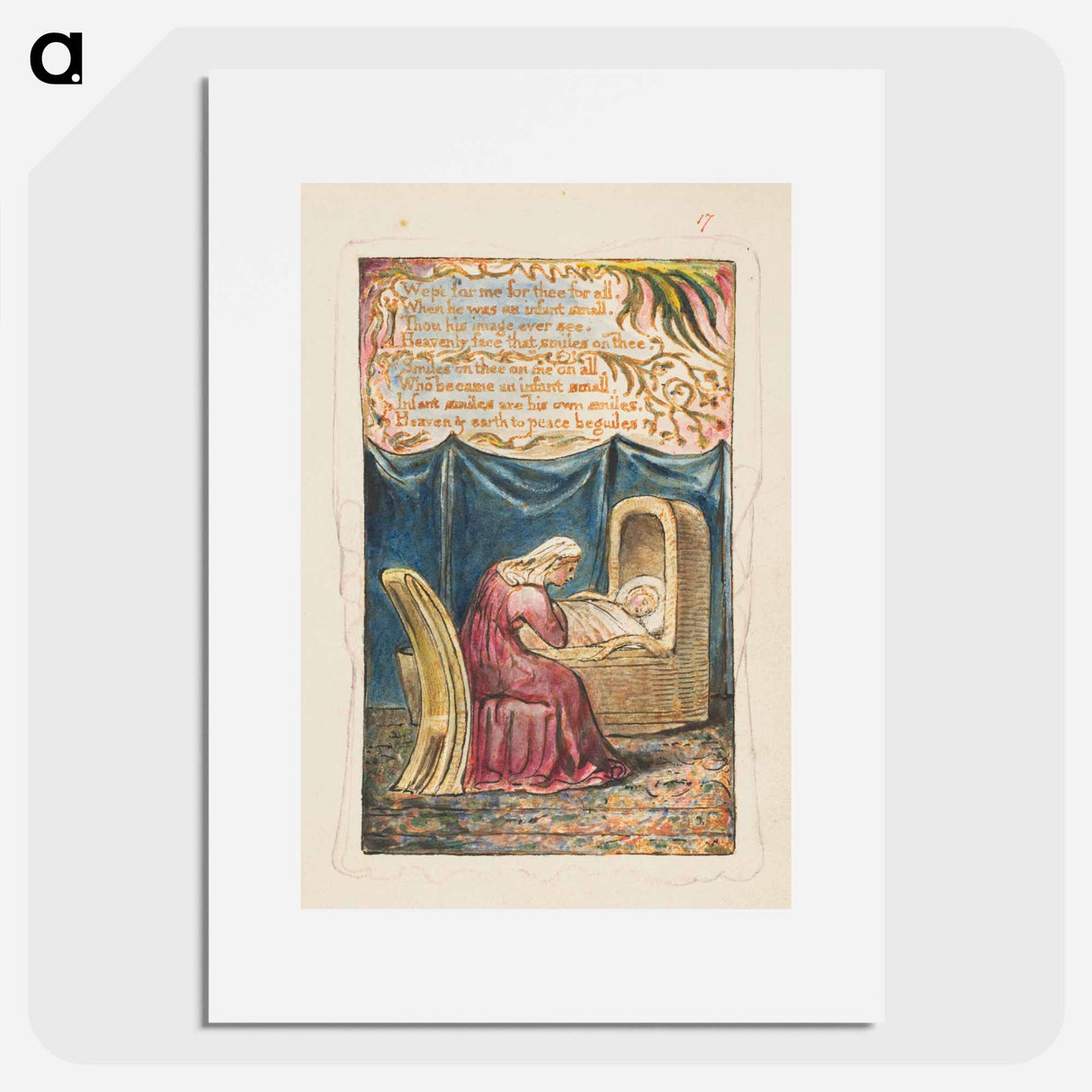 Songs of Innocence and of Experience: Cradle Song (second plate): Wept for me for thee for all - William Blake Poster.