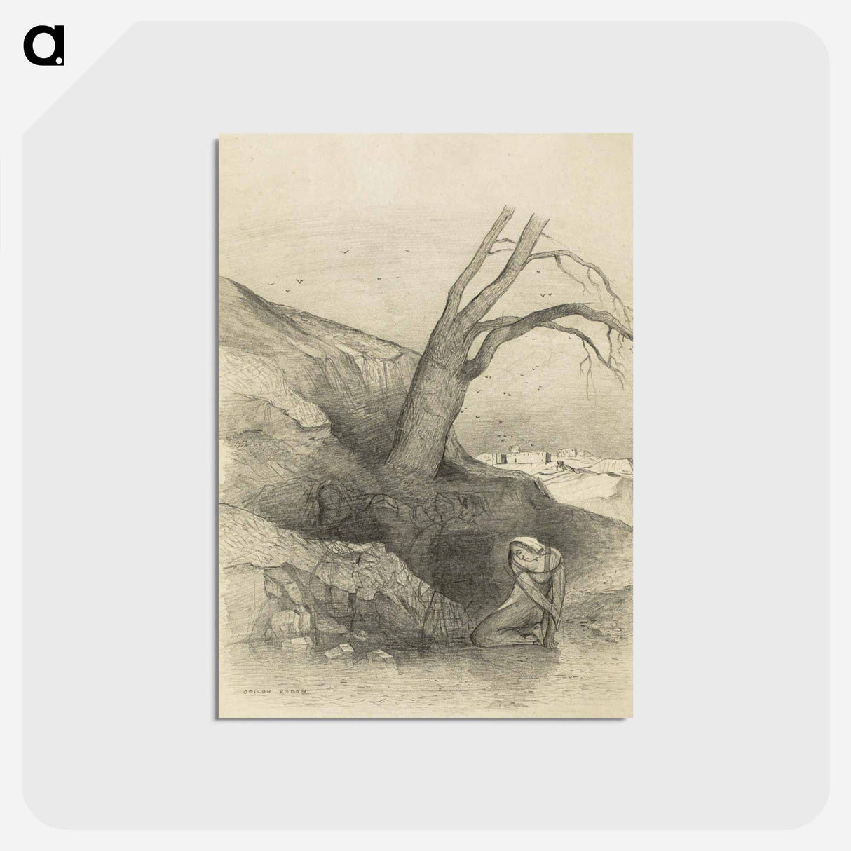 アートポストカード-Woman Kneeling - オディロン ルドン Postcard.
