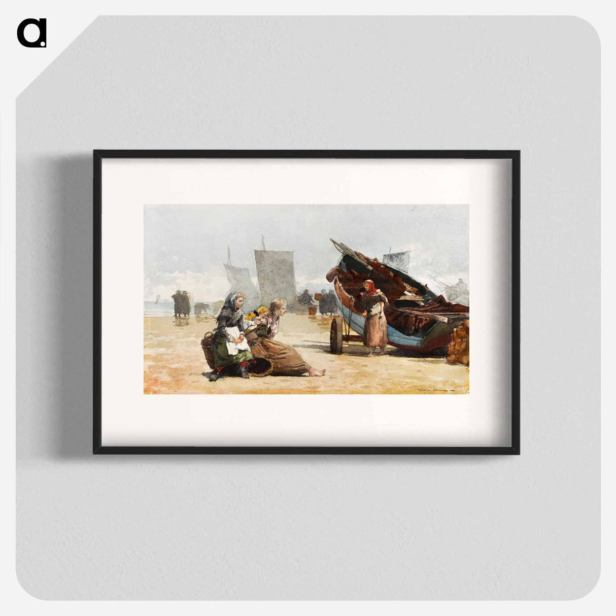 アートポスター-Beach Scene, Cullercoats - ウィンスロー ホーマー Poster.