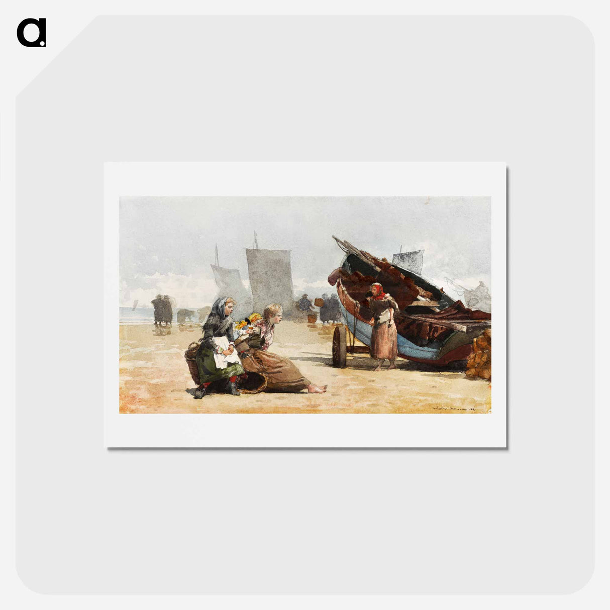 アートポストカード-Beach Scene, Cullercoats - ウィンスロー ホーマー Postcard.