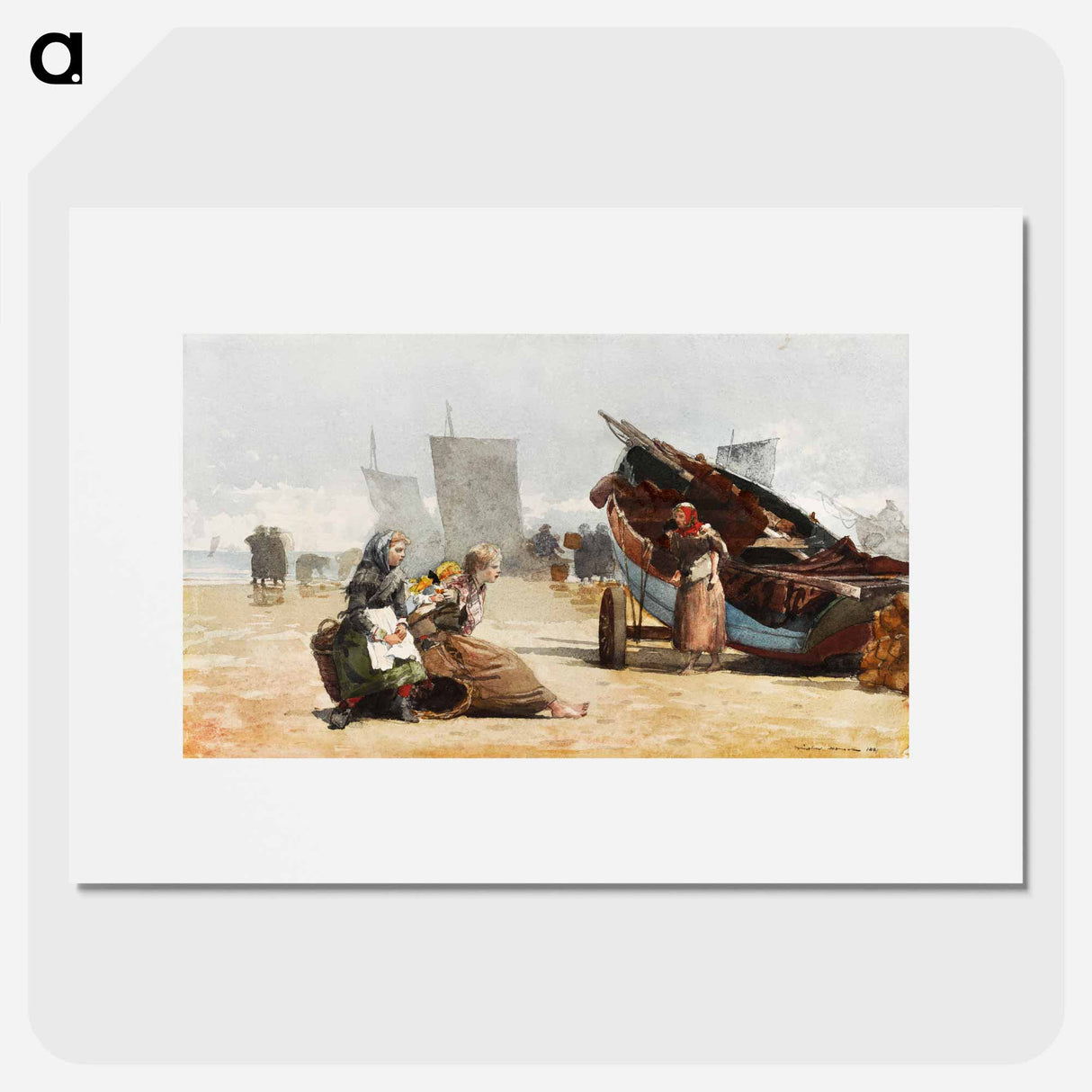 アートポスター-Beach Scene, Cullercoats - ウィンスロー ホーマー Poster.