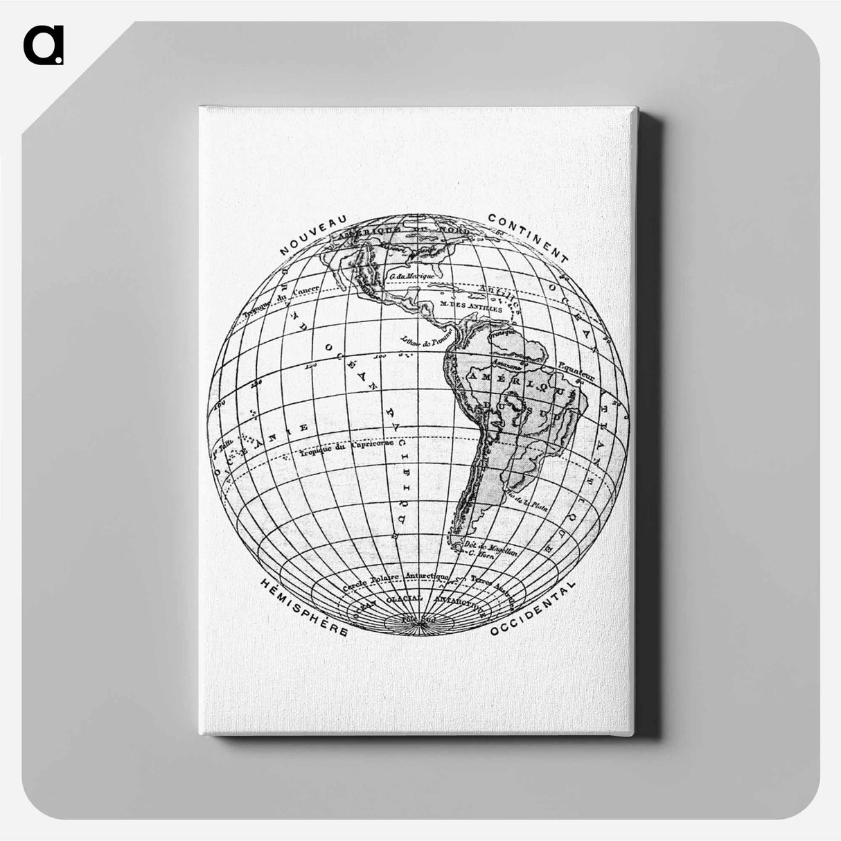World atlas from The Practical Teaching of Geography - アンティーク地図 Canvas.