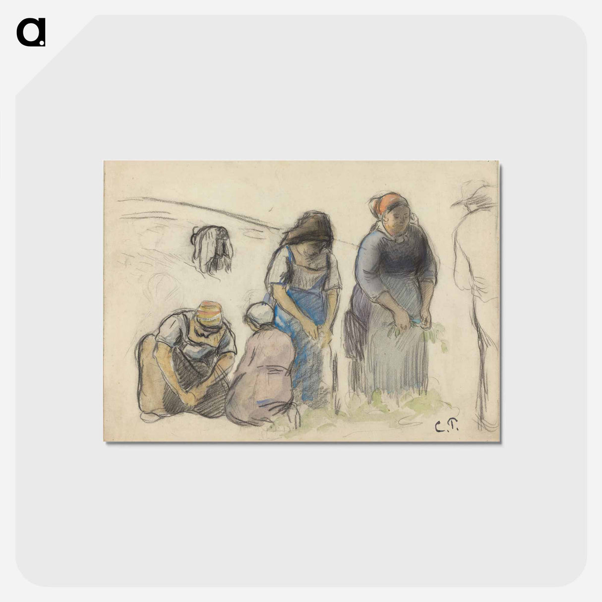 アートポストカード-Pea Harvesters - カミーユ ピサロ Postcard.