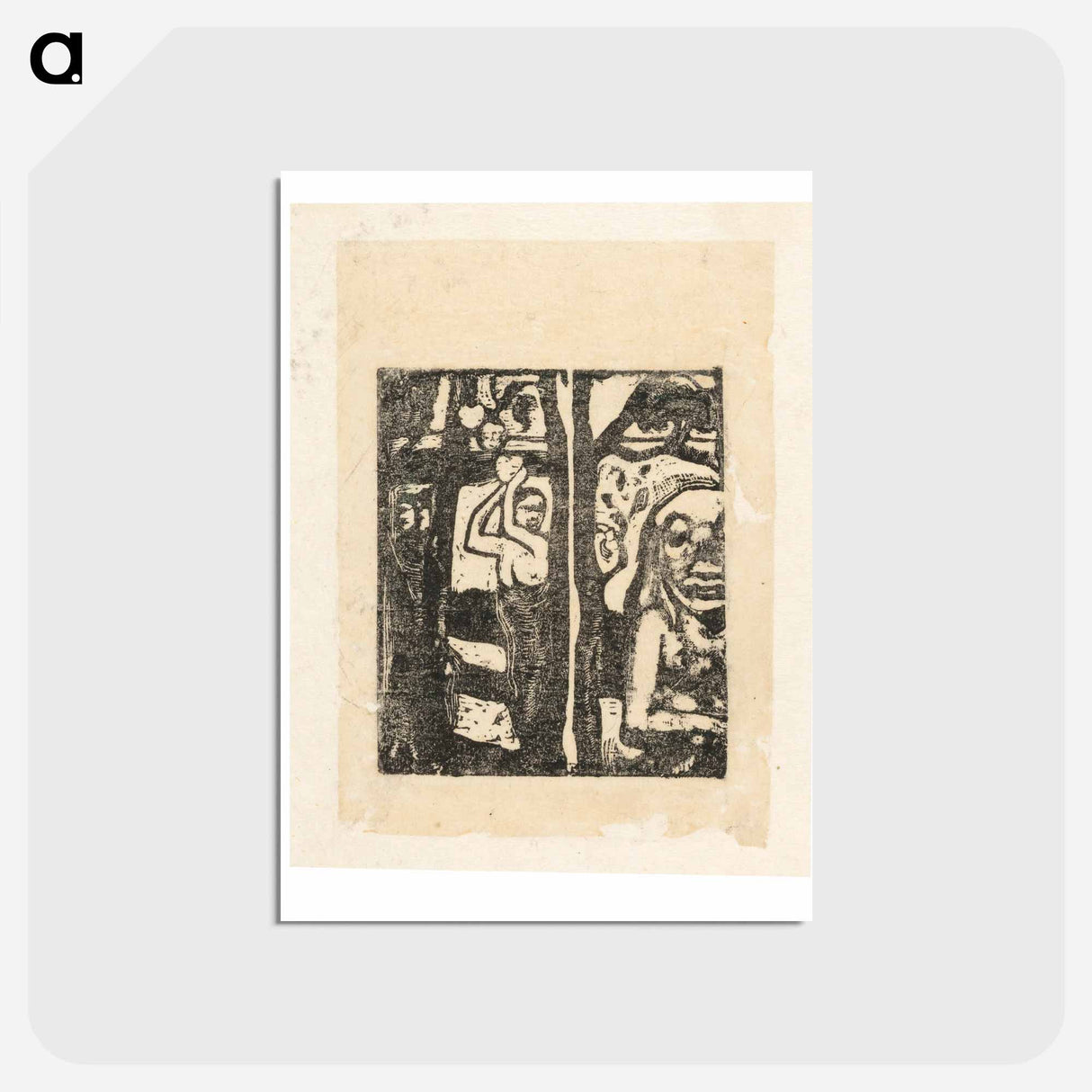 アートポストカード-Woman Picking Fruit and Oviri - ポール ゴーギャン Postcard.