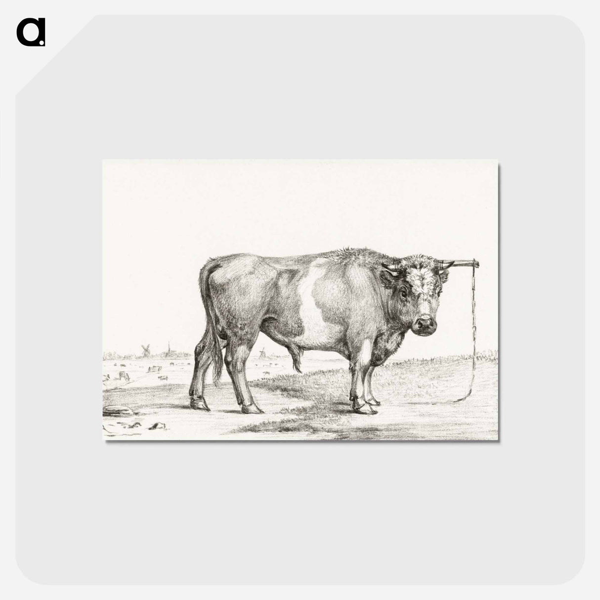 アートポストカード-Standing bull - ジャン ベルナール Postcard.