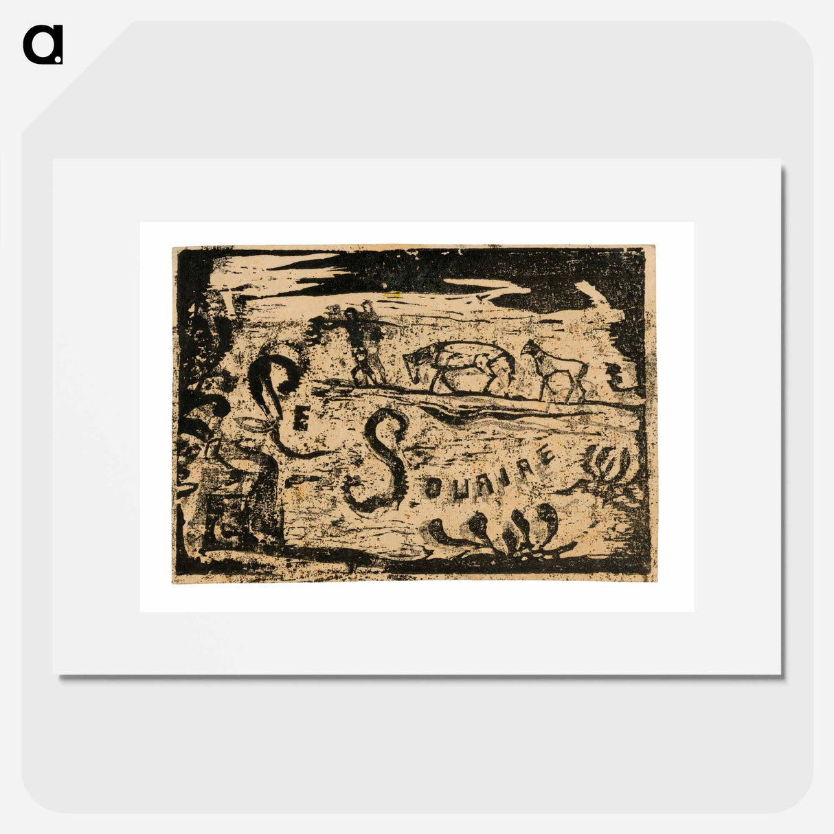 Man Carrying Bananas Followed by Two Horses - Paul Gauguin Poster.