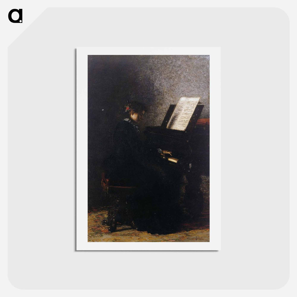 アートポストカード-Elizabeth at the Piano - トーマス エイキンズ Postcard.